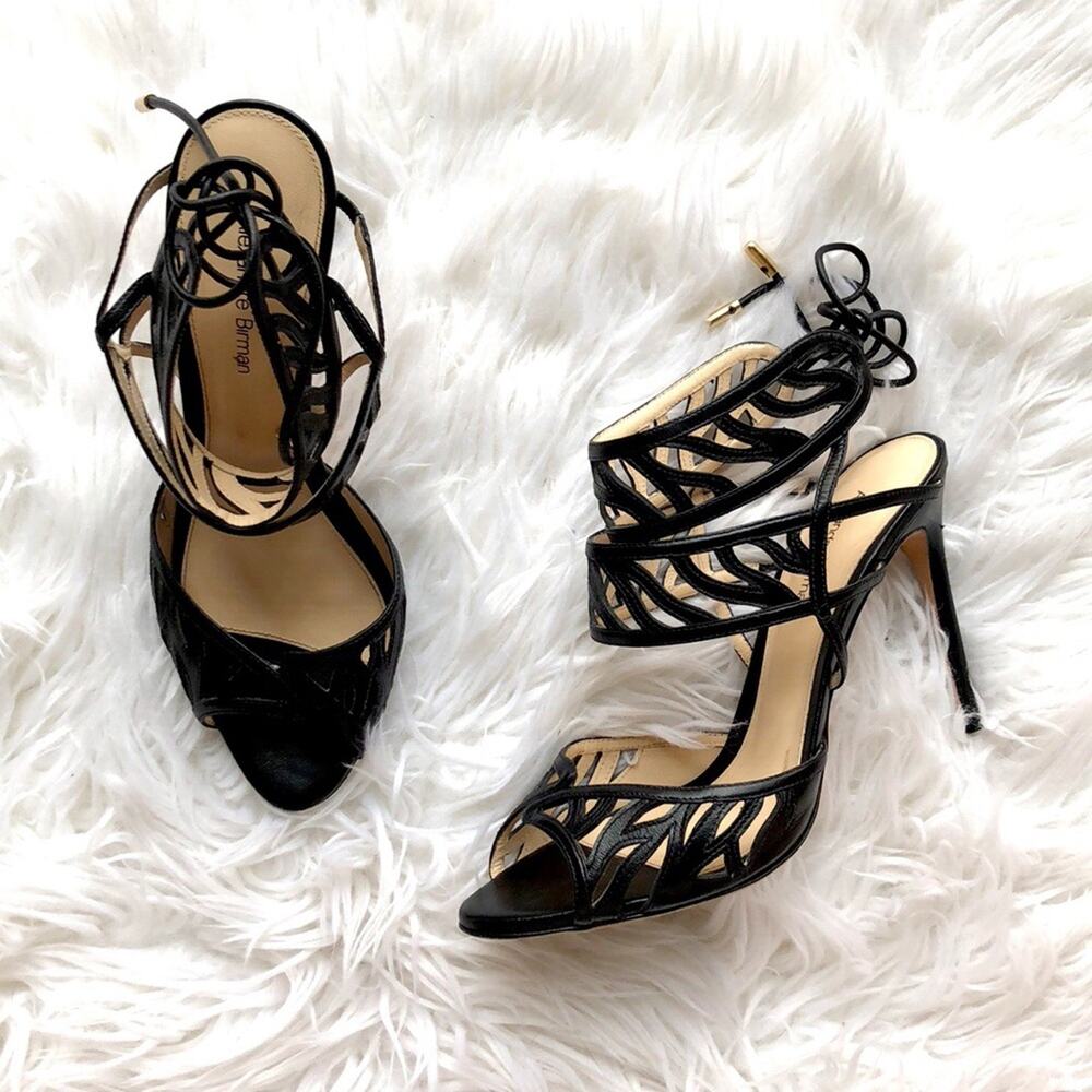 Alexandre Birman Black Lace-Up Strappy Heeled Sandals Size 38.5